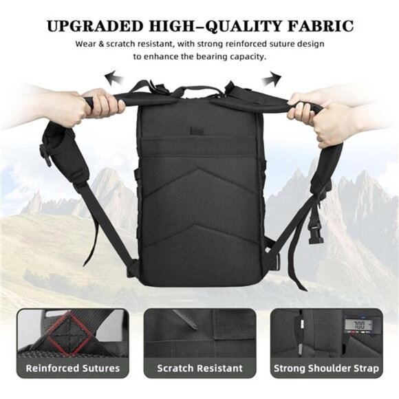 45L Tactical Backpack Molle Military Hiking Camping Bug Out Bag Black Large - Picture 4 of 7